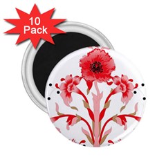 A Design Of A Red Flower On A White Background 2 25  Magnets (10 Pack) 