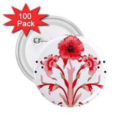 A Design Of A Red Flower On A White Background 2 25  Buttons (100 Pack) 