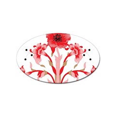 A Design Of A Red Flower On A White Background Sticker (oval)