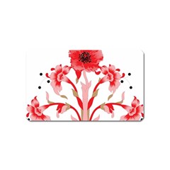 A Design Of A Red Flower On A White Background Magnet (name Card)