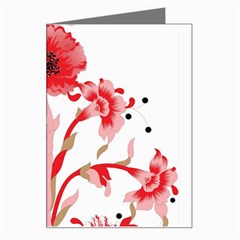 A Design Of A Red Flower On A White Background Greeting Card