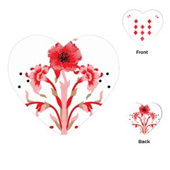 A Design Of A Red Flower On A White Background Playing Cards Single Design (heart)