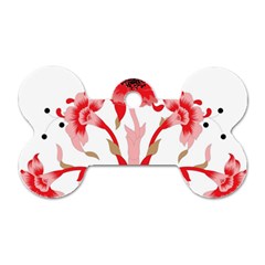 A Design Of A Red Flower On A White Background Dog Tag Bone (two Sides)