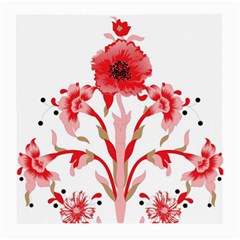 A Design Of A Red Flower On A White Background Medium Glasses Cloth