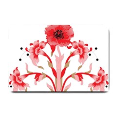 A Design Of A Red Flower On A White Background Small Doormat