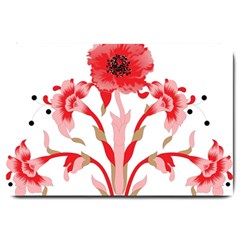 A Design Of A Red Flower On A White Background Large Doormat