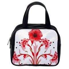 A Design Of A Red Flower On A White Background Classic Handbag (one Side)