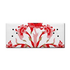 A Design Of A Red Flower On A White Background Hand Towel by catchydesignhill