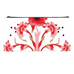 A Design Of A Red Flower On A White Background Pencil Cases