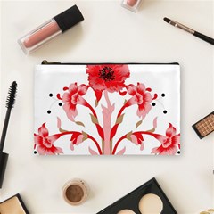 A Design Of A Red Flower On A White Background Cosmetic Bag (medium)