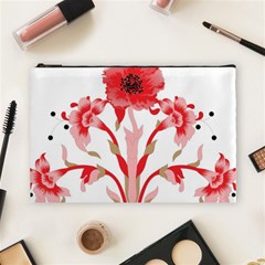 A Design Of A Red Flower On A White Background Cosmetic Bag (large)