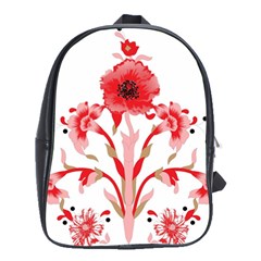 A Design Of A Red Flower On A White Background School Bag (large)