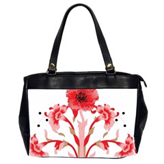 A Design Of A Red Flower On A White Background Oversize Office Handbag (2 Sides)