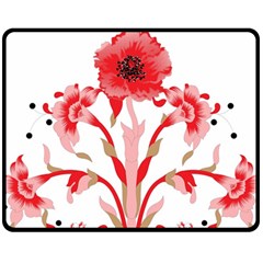 A Design Of A Red Flower On A White Background Fleece Blanket (medium)