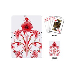 A Design Of A Red Flower On A White Background Playing Cards Single Design (mini)