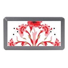 A Design Of A Red Flower On A White Background Memory Card Reader (mini)