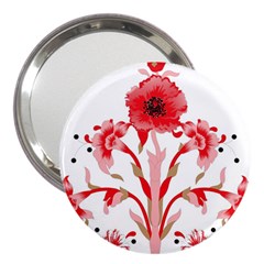 A Design Of A Red Flower On A White Background 3  Handbag Mirrors