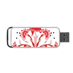 A Design Of A Red Flower On A White Background Portable Usb Flash (one Side)