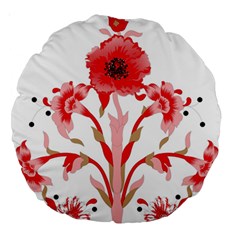 A Design Of A Red Flower On A White Background Large 18  Premium Round Cushions