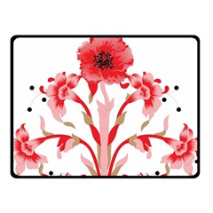 A Design Of A Red Flower On A White Background Two Sides Fleece Blanket (small)