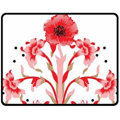 A Design Of A Red Flower On A White Background Two Sides Fleece Blanket (medium)