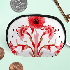 A Design Of A Red Flower On A White Background Accessory Pouch (medium)