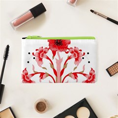 A Design Of A Red Flower On A White Background Cosmetic Bag (xs)