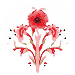 A Design Of A Red Flower On A White Background Wooden Puzzle Heart