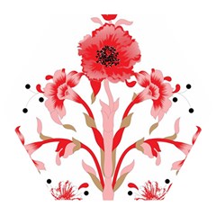 A Design Of A Red Flower On A White Background Wooden Puzzle Hexagon