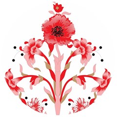 A Design Of A Red Flower On A White Background Wooden Bottle Opener (round)