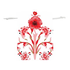 A Design Of A Red Flower On A White Background Lightweight Drawstring Pouch (l)