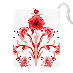 A Design Of A Red Flower On A White Background Drawstring Pouch (5xl)