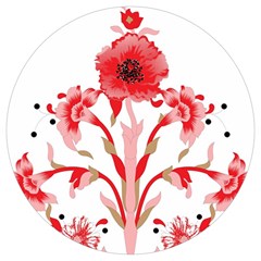 A Design Of A Red Flower On A White Background Round Trivet