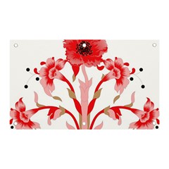 A Design Of A Red Flower On A White Background Banner And Sign 5  X 3 