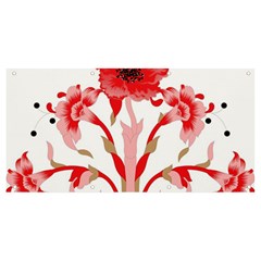 A Design Of A Red Flower On A White Background Banner And Sign 8  X 4 