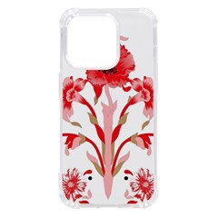 A Design Of A Red Flower On A White Background Iphone 14 Pro Tpu Uv Print Case