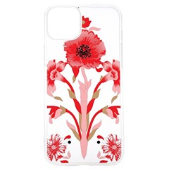 A Design Of A Red Flower On A White Background Iphone 15 Pro Tpu Uv Print Case