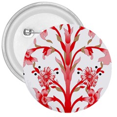 A Design Of A Red Flower On A White Background 3  Buttons