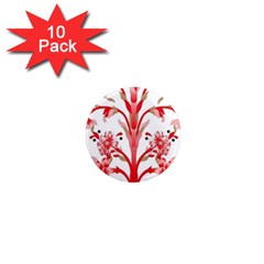 A Design Of A Red Flower On A White Background 1  Mini Magnet (10 Pack) 