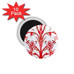 A Design Of A Red Flower On A White Background 1 75  Magnets (10 Pack) 