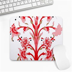 A Design Of A Red Flower On A White Background Large Mousepad