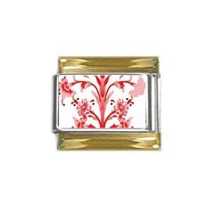 A Design Of A Red Flower On A White Background Gold Trim Italian Charm (9mm) by catchydesignhill