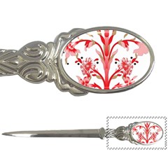 A Design Of A Red Flower On A White Background Letter Opener