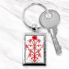 A Design Of A Red Flower On A White Background Key Chain (rectangle) by catchydesignhill