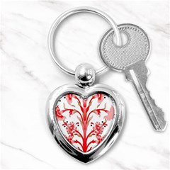 A Design Of A Red Flower On A White Background Key Chain (heart) by catchydesignhill