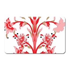 A Design Of A Red Flower On A White Background Magnet (rectangular)