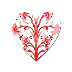 A Design Of A Red Flower On A White Background Heart Magnet by catchydesignhill