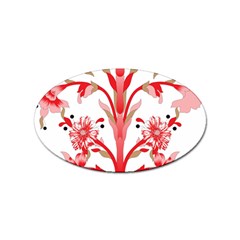 A Design Of A Red Flower On A White Background Sticker Oval (10 Pack)