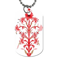 A Design Of A Red Flower On A White Background Dog Tag (two Sides)