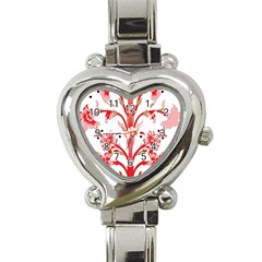 A Design Of A Red Flower On A White Background Heart Italian Charm Watch